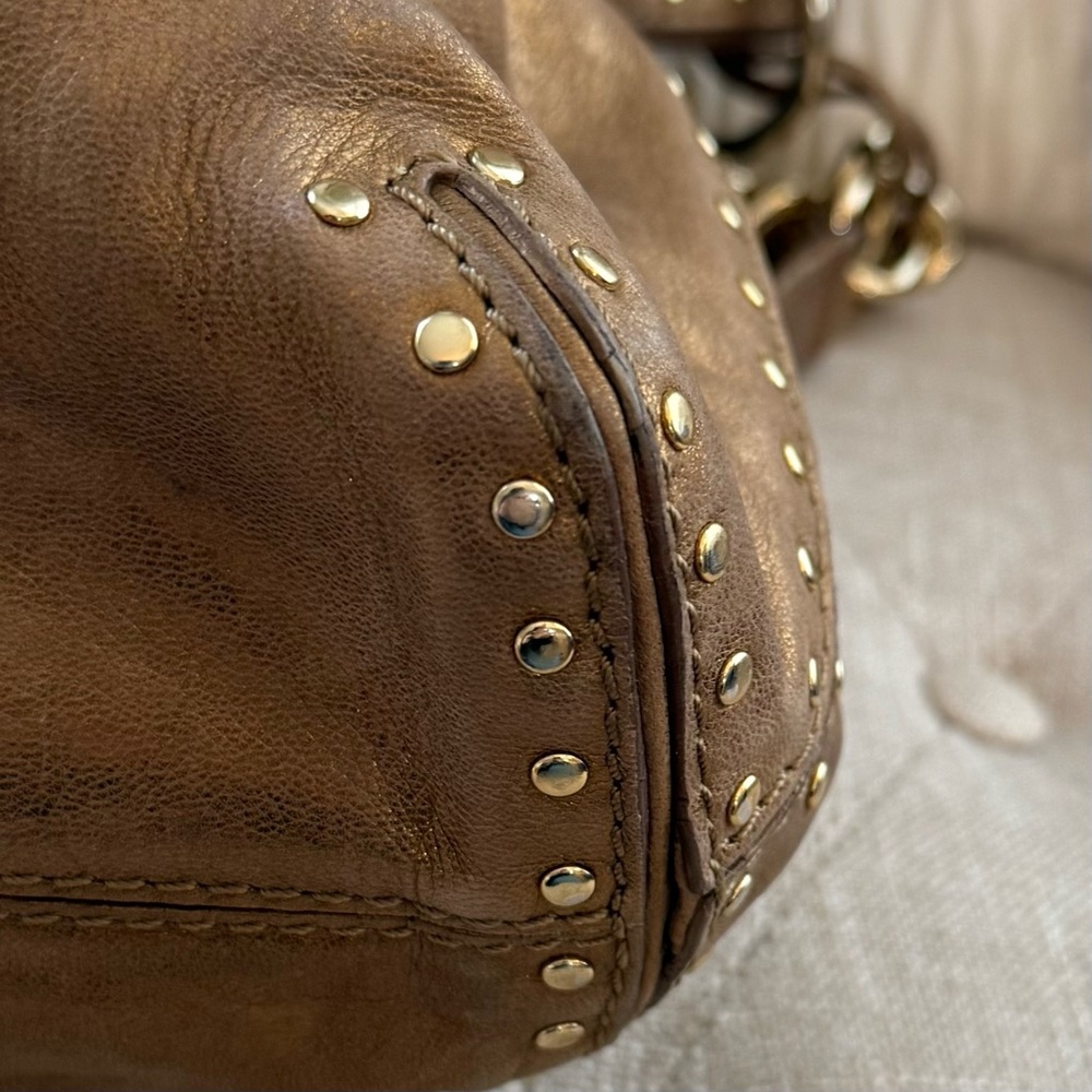 MICHAEL Michael Kors Delancy Studded Leather Hobo Bag Bronze Metallic - Picture 13 of 16